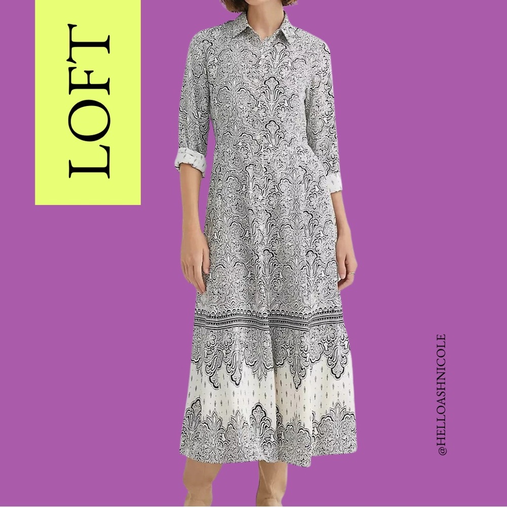 LOFT Paisley Midi Shirtdress
